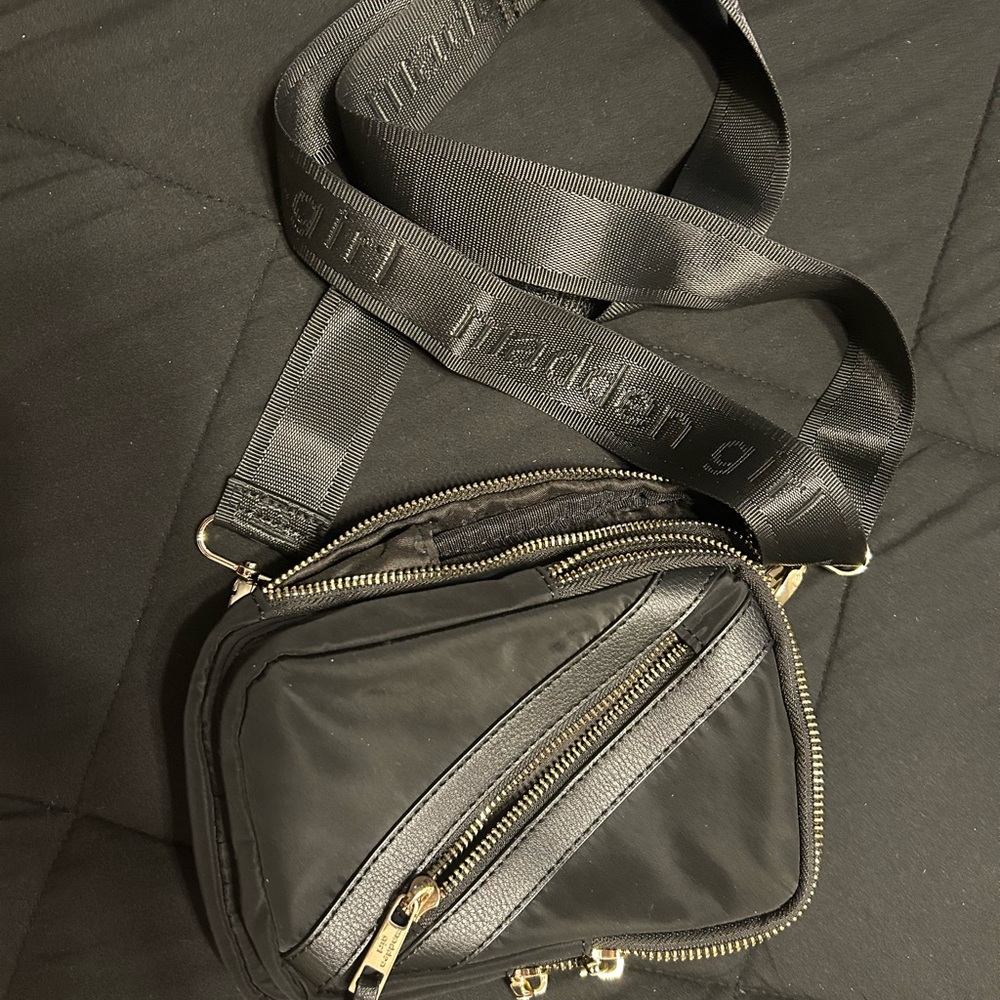 Madden Girl Black Crossbody Bag with Gold Accents
